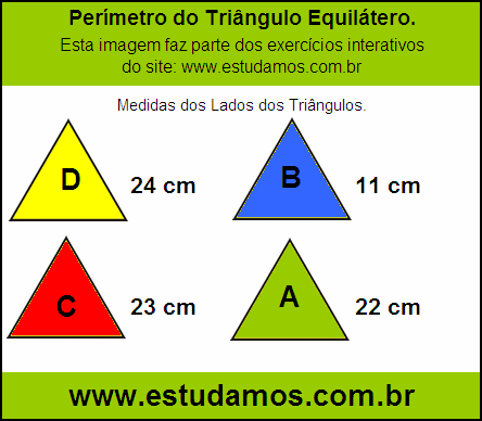 Perímetro Triângulo Equilátero Com Lados Medindo 22 cm