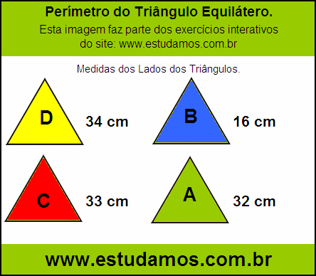 Perímetro Triângulo Equilátero Com Lados Medindo 32 cm