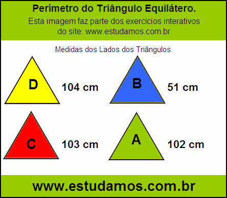 Perímetro Triângulo Equilátero Com Lados Medindo 102 cm