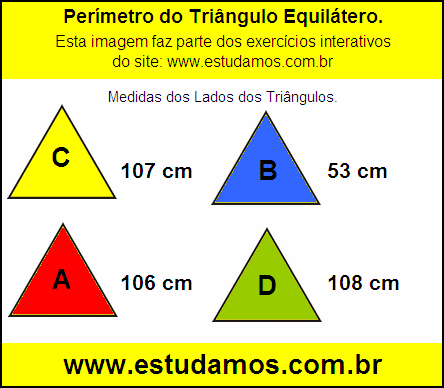 Perímetro Triângulo Equilátero Com Lados Medindo 106 cm