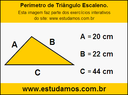 Triângulo Escaleno Com Lados Medindo 20 cm, 22 cm e 44 cm