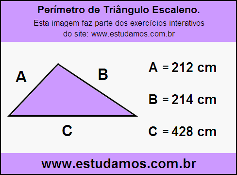 Triângulo Escaleno Com Lados Medindo 212 cm, 214 cm e 428 cm