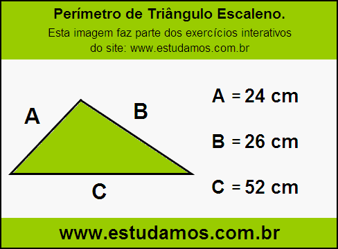 Triângulo Escaleno Com Lados Medindo 24 cm, 26 cm e 52 cm