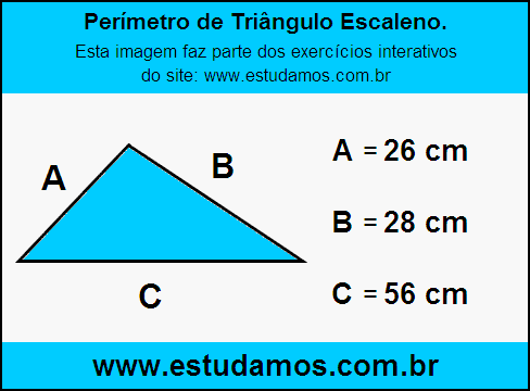 Triângulo Escaleno Com Lados Medindo 26 cm, 28 cm e 56 cm