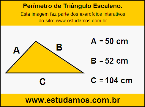 Triângulo Escaleno Com Lados Medindo 50 cm, 52 cm e 104 cm