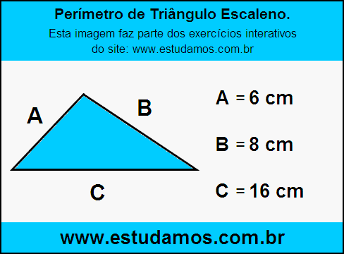 Triângulo Escaleno Com Lados Medindo 6 cm, 8 cm e 16 cm