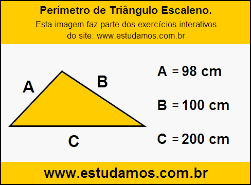 Triângulo Escaleno Com Lados Medindo 98 cm, 100 cm e 200 cm