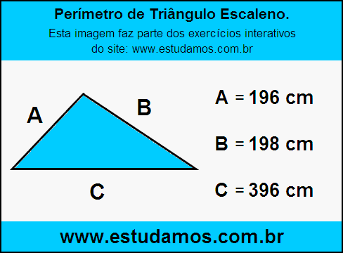 Triângulo Escaleno Com Lados Medindo 196 cm, 198 cm e 396 cm