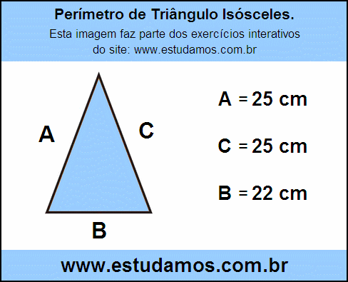 Perímetro Triângulo Isósceles Com a Base Medindo 22 cm