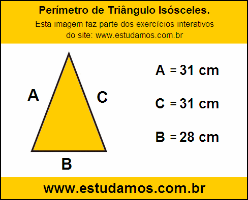 Perímetro Triângulo Isósceles Com a Base Medindo 28 cm