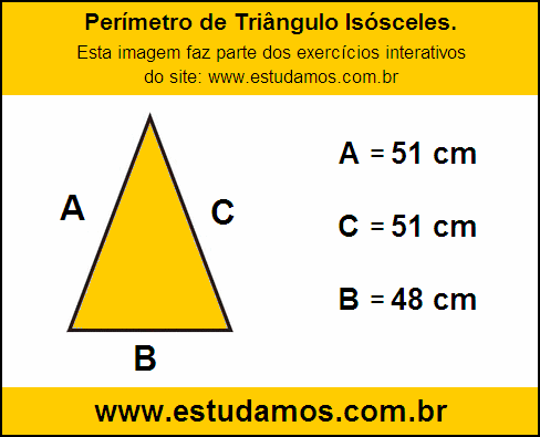 Perímetro Triângulo Isósceles Com a Base Medindo 48 cm