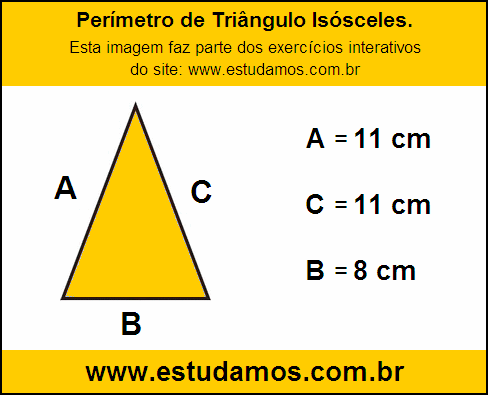 Perímetro Triângulo Isósceles Com a Base Medindo 8 cm
