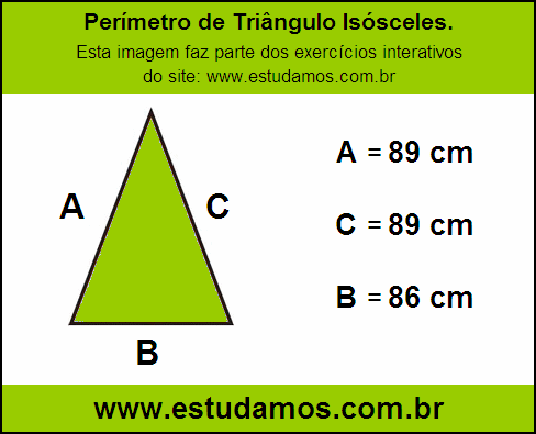 Perímetro Triângulo Isósceles Com a Base Medindo 86 cm