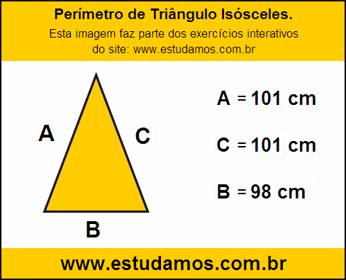 Perímetro Triângulo Isósceles Com a Base Medindo 98 cm