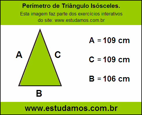 Perímetro Triângulo Isósceles Com a Base Medindo 106 cm