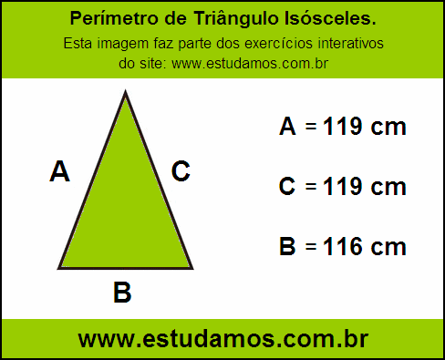 Perímetro Triângulo Isósceles Com a Base Medindo 116 cm