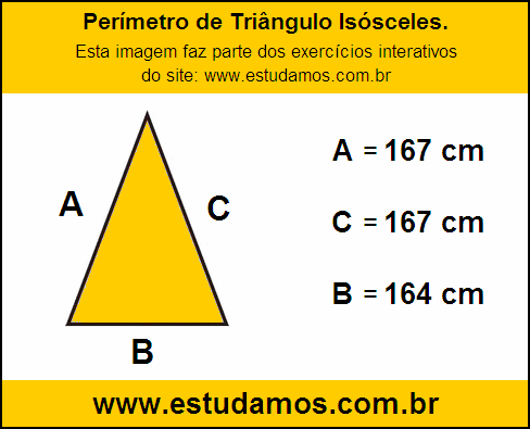 Perímetro Triângulo Isósceles Com a Base Medindo 164 cm
