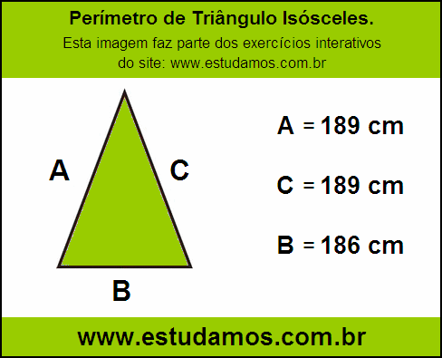 Perímetro Triângulo Isósceles Com a Base Medindo 186 cm