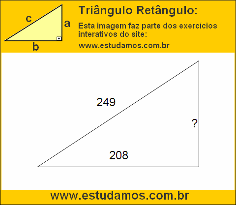Triângulo Retângulo Com Hipotenusa Medindo 249 Metros