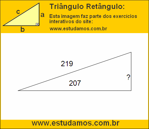 Triângulo Retângulo Com Hipotenusa Medindo 219 Metros