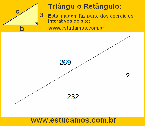 Triângulo Retângulo Com Hipotenusa Medindo 269 Metros
