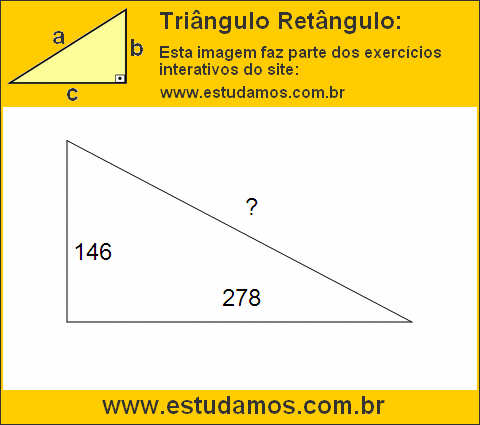 Triângulo Retângulo Com Catetos Medindo 146 e 278 Metros