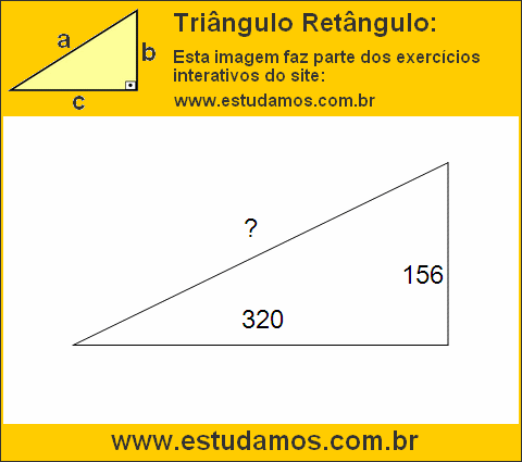 Triângulo Retângulo Com Catetos Medindo 156 e 320 Metros