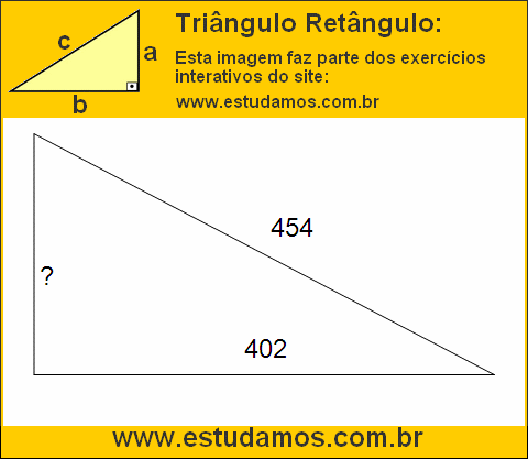Triângulo Retângulo Com Um dos Lados Medindo 454 Metros