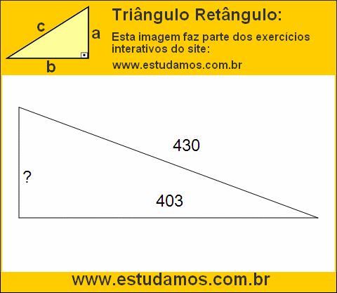 Triângulo Retângulo Com Um dos Lados Medindo 430 Metros