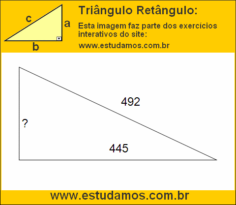 Triângulo Retângulo Com Um dos Lados Medindo 492 Metros