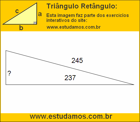 Triângulo Retângulo Com Um dos Lados Medindo 245 Metros