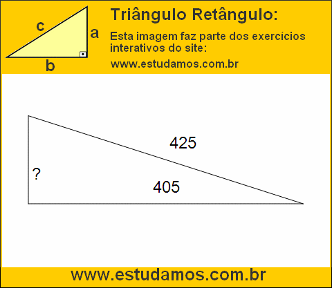 Triângulo Retângulo Com Um dos Lados Medindo 425 Metros