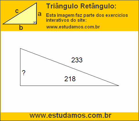 Triângulo Retângulo Com Um dos Lados Medindo 233 Metros