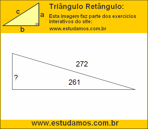 Triângulo Retângulo Com Um dos Lados Medindo 272 Metros