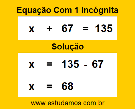 Como Resolver a Equação x + 67 = 135