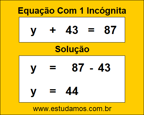 Como Resolver a Equação y + 43 = 87