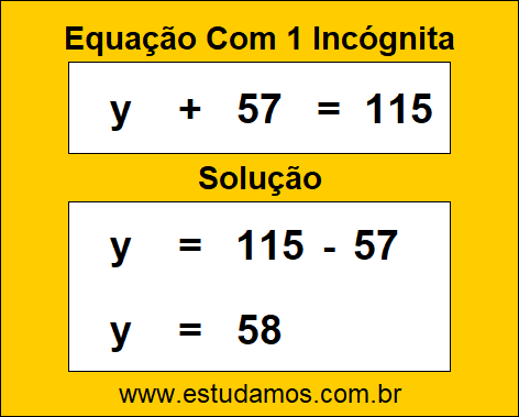 Como Resolver a Equação y + 57 = 115