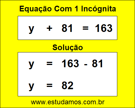 Como Resolver Passo a Passo a Equação y + 81 = 163