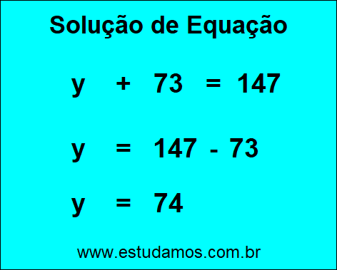 Passo a Passo Para Descobrir o Valor da Incógnita na Equação y + 73 = 147