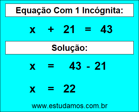 Passo a Passo Para Resolver a Equação x + 21 = 43