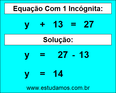 Passo a Passo Para Resolver a Equação y + 13 = 27