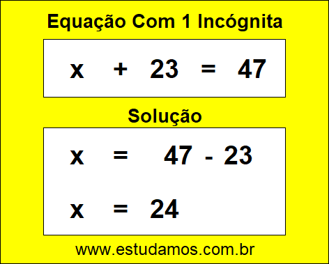 Resposta da Equação x + 23 = 47