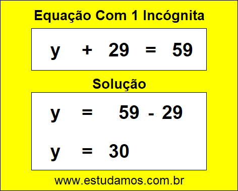 Resposta da Equação y + 29 = 59