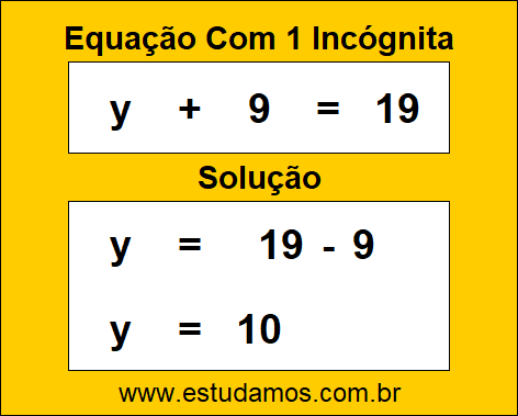 Solução da Equação y + 9 = 19