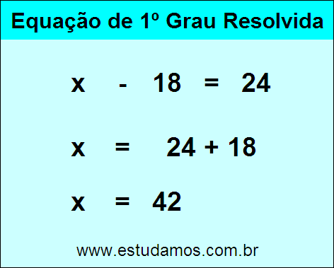 Como Resolver a Equação x - 18 = 24