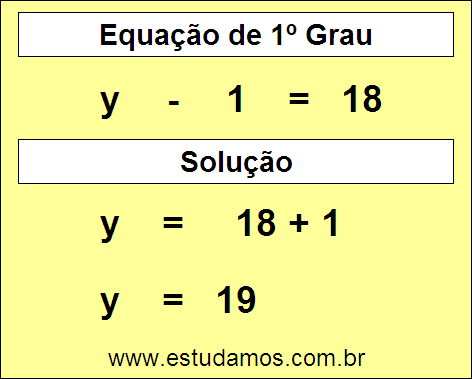 Como Resolver a Equação y - 1 = 18