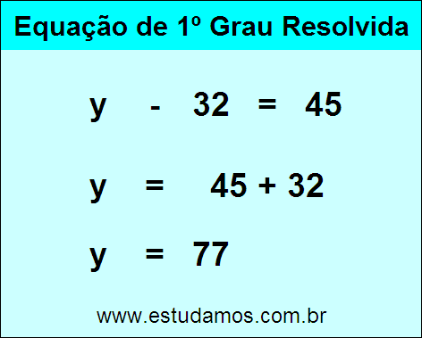 Como Resolver a Equação y - 32 = 45