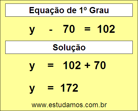 Resposta de Equação de 1º Grau Com 1 Incógnita