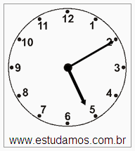 Relógio 5 h 10 min