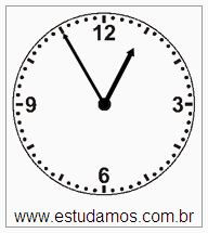 Relógio 12 h 55 min